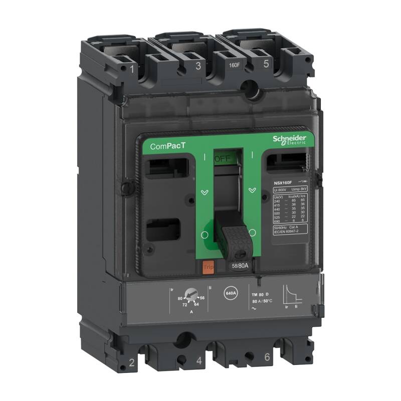 Circuit breaker, ComPacT NSX100F, 36kA/415VAC, 3 poles, TMD trip unit 32A, 50 degrees C - 1