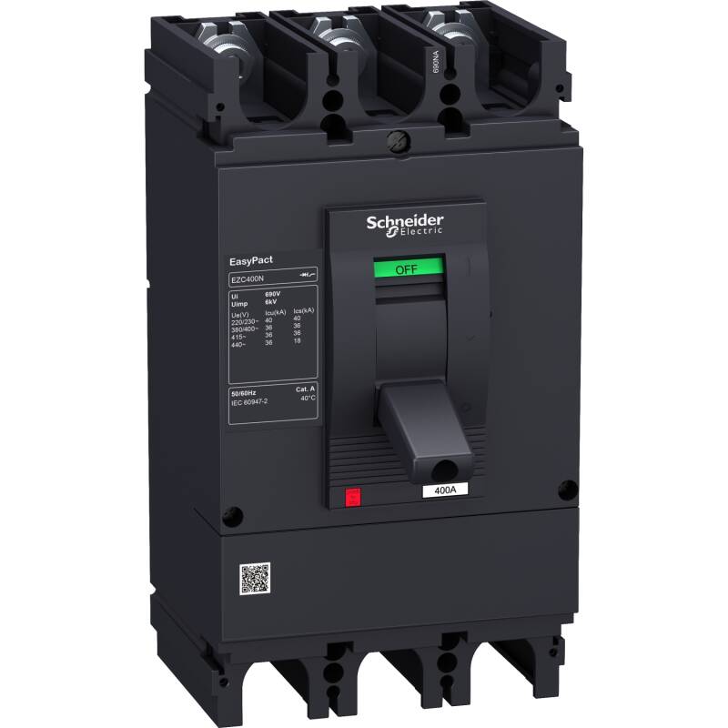 circuit breaker, Easypact EZC400N, TMD, 350A, 4 poles 3d - 1