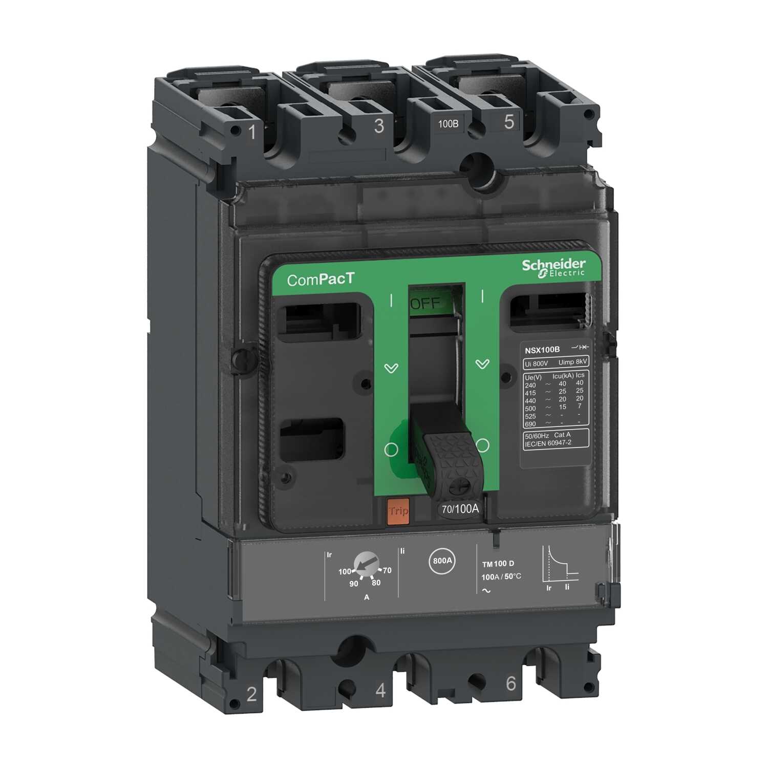 Circuit Breaker, ComPacT NSX250B, 25kA/415VAC, 3 Poles, TMD Trip Unit ...