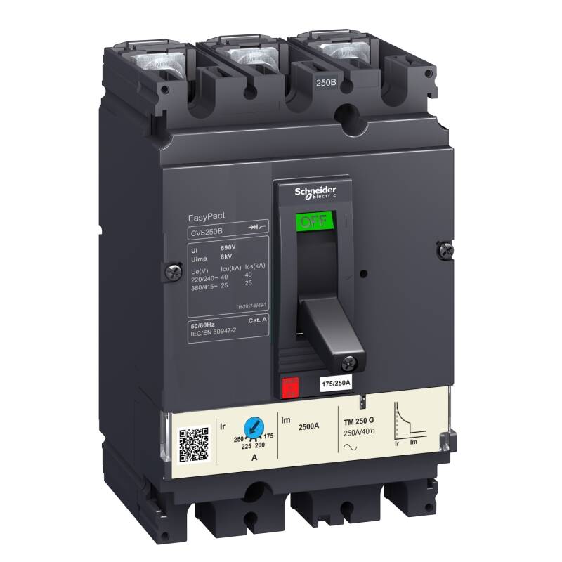 circuit breaker EasyPact CVS100F, 36 kA at 415 VAC, 40 A rating thermal magnetic TM-D trip unit, 3P 3d - 1