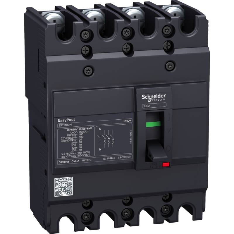 circuit breaker, EasyPact EZC100H, TMD, 32A, 4 poles 3d - 1