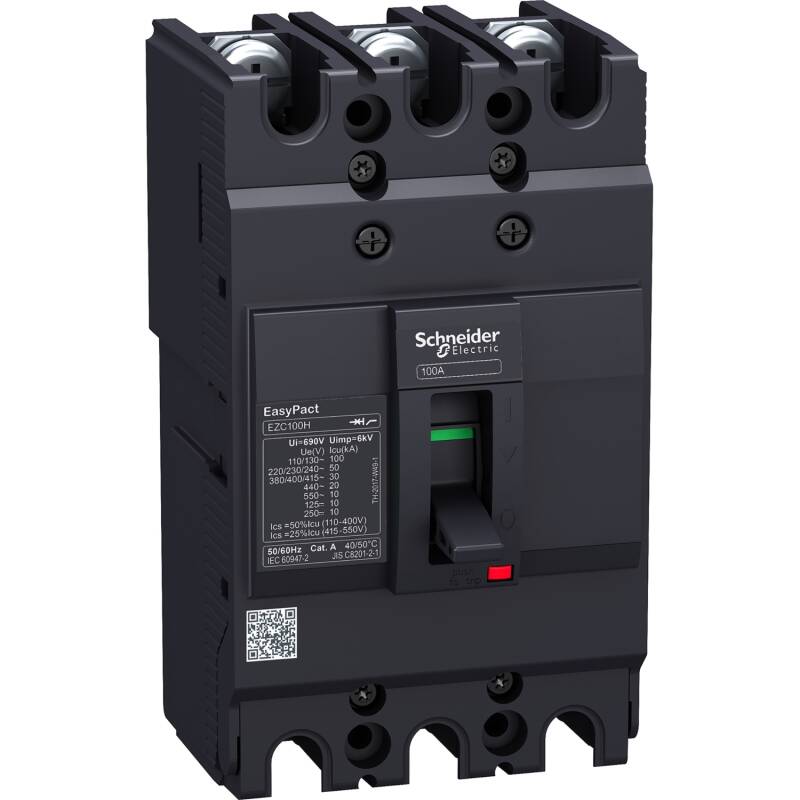 circuit breaker,EasyPact EZC100H ,TMD, 16A ,3 poles 3d - 1