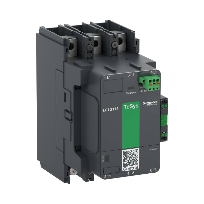 High power contactor, TeSys Giga, 3 pole (3NO), AC-3 <lt/>=440V 115A, standard version, 100?250V wide band AC/DC coil - 1