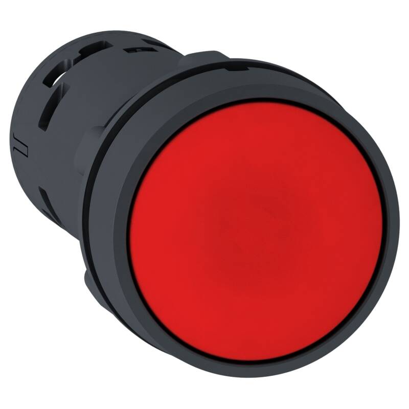 Monolithic push button, Harmony XB7, plastic,red, 22mm, spring return, unmarked, 1NC - 1