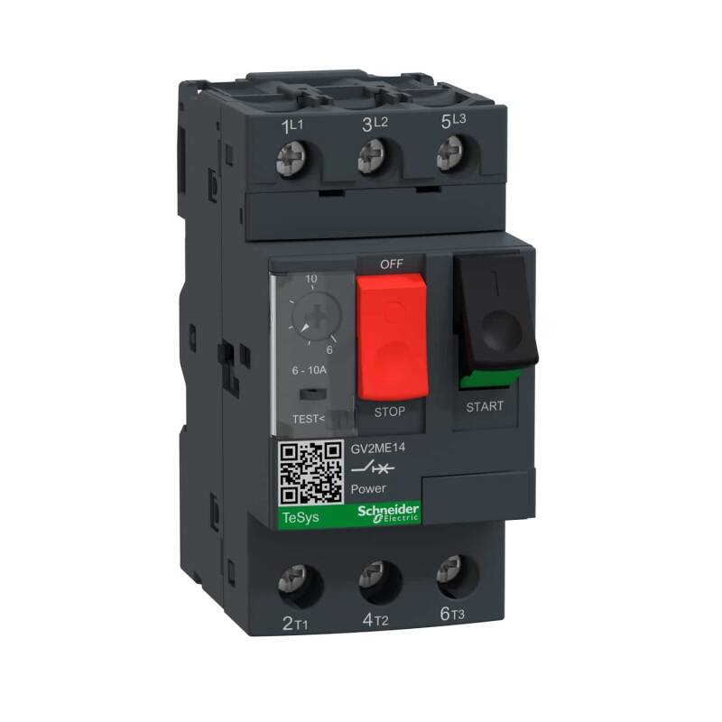 GV2ME with pushbutton control from 0.06 to 15KW/400V, screw clamp terminals >100KA>100KA,6.0?10A,138A - 1